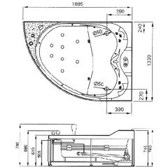 Ванна акриловая Gemy G9086 O R