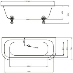 Ванна чугунная Magliezza Elena BR 170x76,5