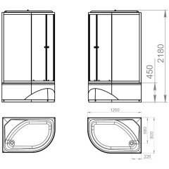 Душевая кабина Domani-Spa Delight 128 high R матовая/чёрная DS01D128RHBM00