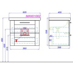 Тумба под раковину Aqwella Манчестер 60 подвесная MAN01062
