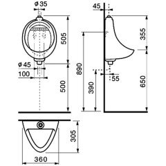 Писсуар Jika Korint 4410.0 с перегородкой