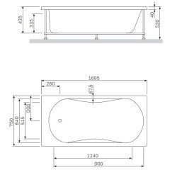 Каркас для ванны Am.Pm Bliss L W53A-170-075W-R