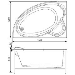 Ванна акриловая Aquanet Mayorca 150x100 R