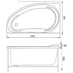 Ванна акриловая Aquanet Maldiva 150x90 R