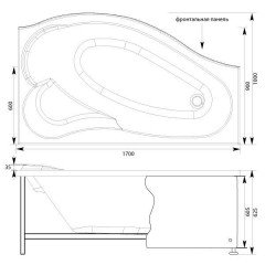 Ванна акриловая Aquanet Palma 170x90 L