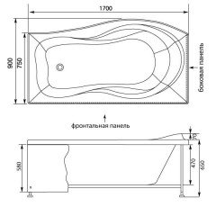 Ванна акриловая Aquanet Borneo 170x90 L