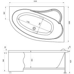 Ванна акриловая Aquanet Luna 155x100 R