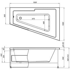 Ванна акриловая Aquanet Accord 150x100 R