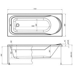Ванна акриловая Aquanet West 170x70