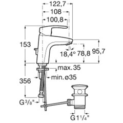 Смеситель для раковины Roca Monodin-N A5A3A98C0M