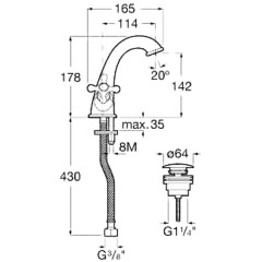 Смеситель для раковины Roca Carmen A5A3A4BC00