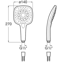Ручной душ Roca Plenum Square A5B1110C00