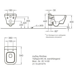 Унитаз подвесной Geberit myDay 201460600 безободковый (без сиденья)