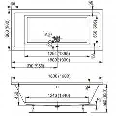 Ванна акриловая Vagnerplast Cavallo 190 VPBA190CAV2X-04