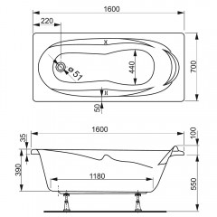 Ванна акриловая Vagnerplast Kleopatra 160 VPBA167KLE2X-04