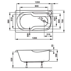 Ванна акриловая Vagnerplast Nike 120 VPBA127NIK2E-04
