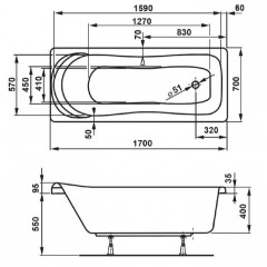 Ванна акриловая Vagnerplast Penelope 170 VPBA177PEN2E-04