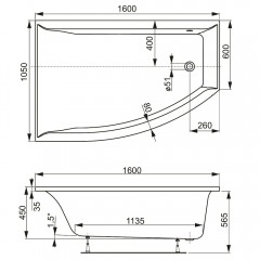 Ванна акриловая Vagnerplast Veronela Offset 160 Right VPBA160VEA3PX-04