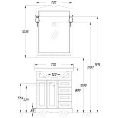 Зеркало Opadiris Клио 70 орех антикварный Z0000001384