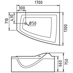 Ванна акриловая Gemy G9056 B R