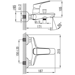 Смеситель для ванны Iddis Vinsente VINSB00i02