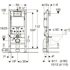 Инсталляция для подвесного унитаза Geberit Duofix 458.128.11.1 с кнопкой смыва