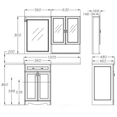 Комплект мебели Opadiris Клио 56 слоновая кость