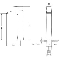 Смеситель для раковины Timo Lumi 4211/00F хром