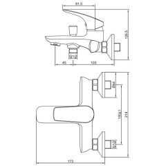 Смеситель для ванны Aquanet Atletic AF310-20C 00216761