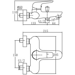 Смеситель для ванны Aquanet Pragmatic AF430-20C 00216768