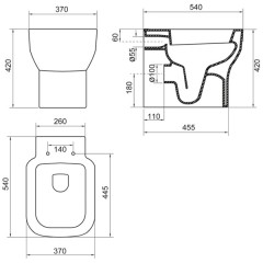 Унитаз приставной BelBagno Vaso BB127CB+BB127SC