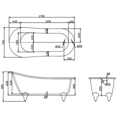Ванна акриловая BelBagno BB06-1700