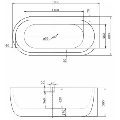 Ванна акриловая BelBagno BB11-1800L