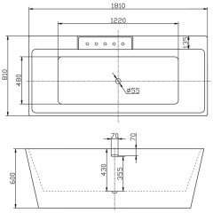 Ванна акриловая BelBagno BB19-NERO-BIA