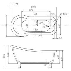 Ванна акриловая BelBagno BB20-1700