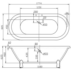Ванна акриловая BelBagno BB21