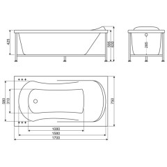 Ванна акриловая BelBagno BB103-170-75
