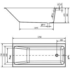 Ванна акриловая Cersanit Crea 170x75