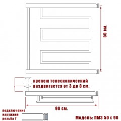 Полотенцесушитель водяной Ника ПМ3 50x90