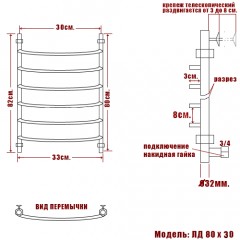 Полотенцесушитель водяной Ника ЛД белый 120x60