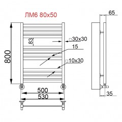 Полотенцесушитель водяной Ника Modern ЛМ 6 matt antique silver 100x50