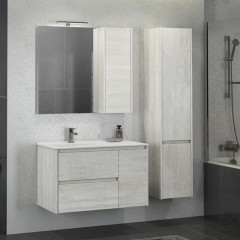Зеркало-шкаф Comforty Бремен 90 дуб белый