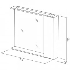 Зеркальный шкаф BelBagno Marino 90 bianco lucido MARINO-SPC-900/750-1A-BL-P-L