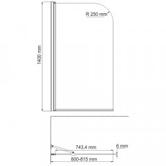Шторка на ванну WasserKRAFT Leine 35P01-80 Fixed