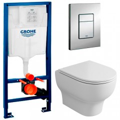 Инсталляция Grohe Rapid SL 38772001 + унитаз OWL Tid Cirkel-H OWLT190701 безободковый с сиденьем