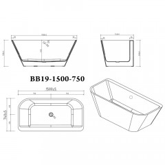 Ванна акриловая BelBagno BB19-1500-750