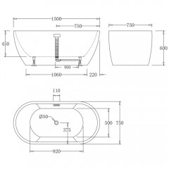 Ванна акриловая BelBagno BB70-1500-800
