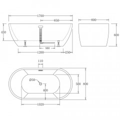 Ванна акриловая BelBagno BB70-1700-800