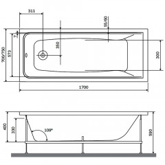Каркас для ванны Am.Pm Gem W90A-170-070W-R