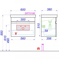 Тумба с раковиной Aqwella Smart 60 бетон